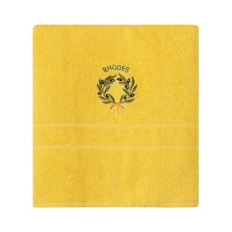 Πετσέτα Σώματος ( 70Cm X 140Cm ) Κίτρινο Με Στεφάνι Ροδος Silk Fashion