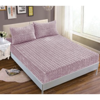 Σεντόνι Σετ Fleece Με Λάστιχο 100x200+30 Silk Fashion Braid Λιλά