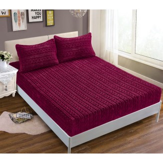 Σεντόνι Σετ Fleece Με Λάστιχο 100x200+30 Silk Fashion Braid Μπορντώ