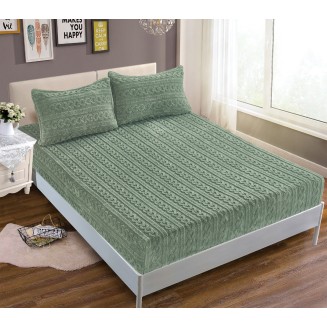 Σεντόνι Σετ Fleece Με Λάστιχο 100x200+30 Silk Fashion Braid Πράσινο