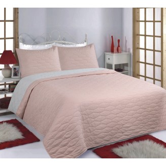 Κουβερλί Σετ Μονό 170x240 Silk Fashion Ruby Pink-Grey