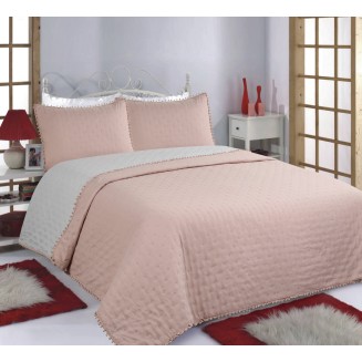 Κουβερλί Σετ Μονό 170x240 Silk Fashion Pon-Pon Pink-Grey