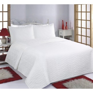 Κουβερλί Σετ Yπέρδιπλο 220x240 Silk Fashion Waves Microsatin Ivory