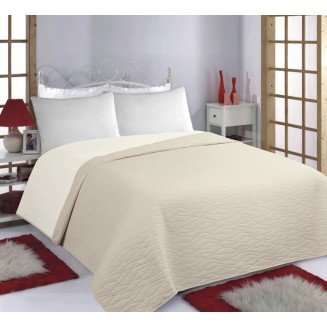 Κουβερλί Σετ Yπέρδιπλο 220x240 Silk Fashion Waves Beige-Ivory