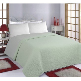 Κουβερλί Σετ Yπέρδιπλο 220x240 Silk Fashion Waves Mint-Grey