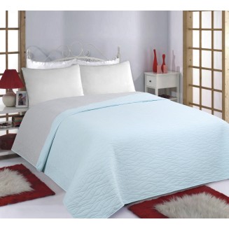 Κουβερλί Σετ Yπέρδιπλο 220x240 Silk Fashion Waves Sky Blue-Grey