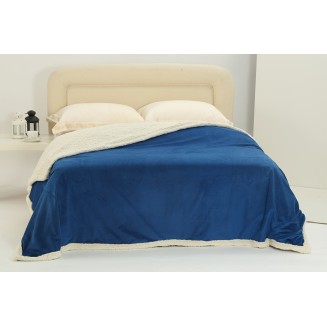 Κουβέρτα Fleece Με Sherpa 220x240 Silk Fashion Shaved Royal Blue