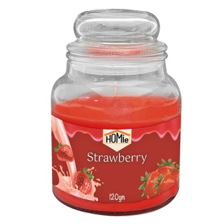 Κερι Strawberry Cream Σε Βαζο Με Καπακι Μικρο 25H 120Gr Net, 10X6,5Cm Homie 57475