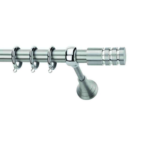 Κουρτινόξυλο Φ.25 Domus Νίκελ Ματ-Χρώμιο Μήκους 2.40 Α5 (Με οβάλ Σιδηρόδρομο)