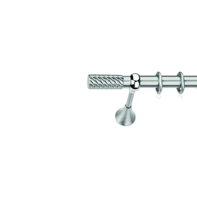 Κουρτινόξυλο Φ.25 Domus Νίκελ Ματ-Χρώμιο Μήκους 2.40 Ελεονώρα (Με οβάλ Σιδηρόδρομο)