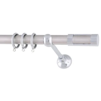 Κουρτινόξυλο Φ.25 Frans Νίκελ Σατινέ Με Χρώμιο Εξαρτήματα Μήκους 4.00 Ira (Με οβάλ Σιδηρόδρομο Μηχανισμό)