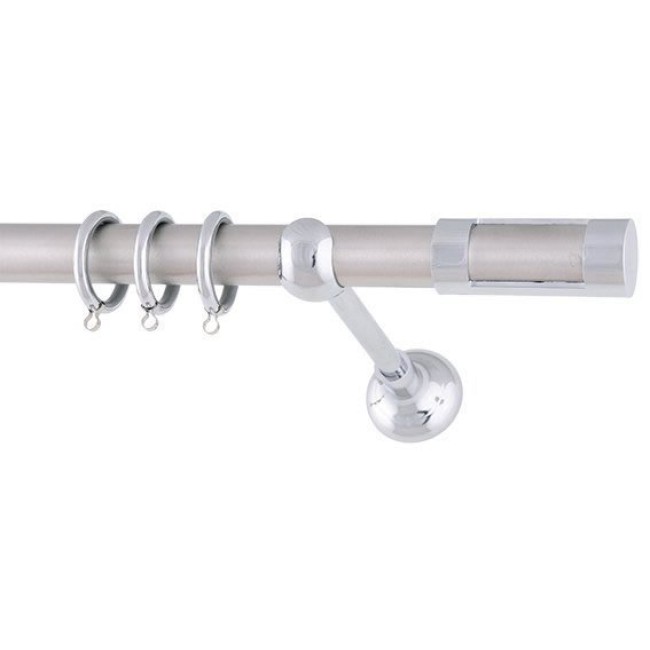 Κουρτινόξυλο Φ.25 Frans Νίκελ Σατινέ Με Χρώμιο Εξαρτήματα Μήκους 1.80 Ira (Με οβάλ Σιδηρόδρομο Μηχανισμό)