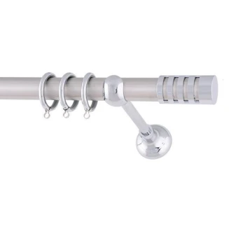 Κουρτινόξυλο Φ.25 Frans Νίκελ Σατινέ Με Χρώμιο Εξαρτήματα Μήκους 4.00 Rigoto (Με οβάλ Σιδηρόδρομο Μηχανισμό)