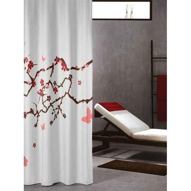 Κουρτίνα Μπάνιου Υφασμάτινη 180x200 Sealskin Blossom red