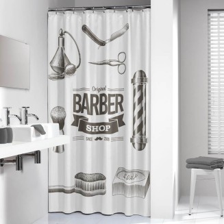 Κουρτίνα Μπάνιου Υφασμάτινη 180x200 Sealskin Barber black Κουρτίνα Μπάνιου Υφασμάτινη 180x200 Sealskin Barber black
