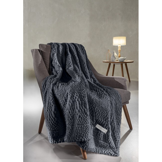 Ριχτάρι Τριθέσιος 170x300 + 1 Mαξιλάρι 48x48  Guy Laroche Crusty Carbon