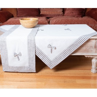 Καρέ 90x90 Silk Fashion Bow Ivory-Γκρί