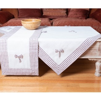 Καρέ 90x90 Silk Fashion Bow Ivory-Μώβ