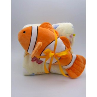 Κουβέρτα Flannel Κούνιας Με Μαξιλάρι  120x190  Silk Fashion Clownfish Μπέζ