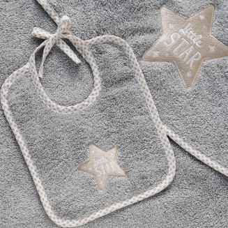 Σαλιάρα 20x25 Melinen Little Star Grey