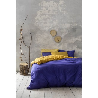 Παπλωματοθήκη Σετ Υπέρδιπλη 220x240 Nima Abalone Blue-Mustard Beige