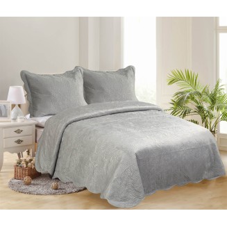 Σετ Κουβερλί Υπέρδιπλο 220x240 Silk Fashion Supersoft Λαχούρι 4 Light Grey