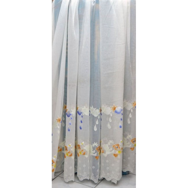 Κουρτίνα παιδική κέντημα αρκουδάκι μπλέ