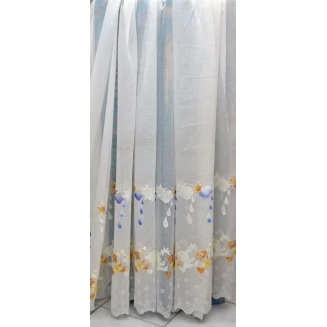 Κουρτίνα παιδική κέντημα αρκουδάκι μπλέ