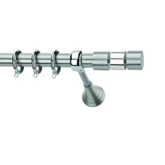 Κουρτινόξυλο Φ.25 Domus Νίκελ Ματ-Χρώμιο Μήκους 2.00 Λέρος