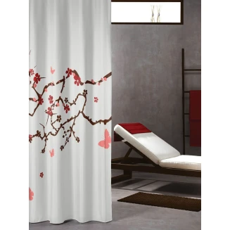 Κουρτίνα Μπάνιου Υφασμάτινη 180x200 Sealskin Blossom red
