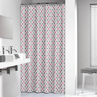 Κουρτίνα Μπάνιου Υφασμάτινη 180x200 Sealskin Diamonds pink
