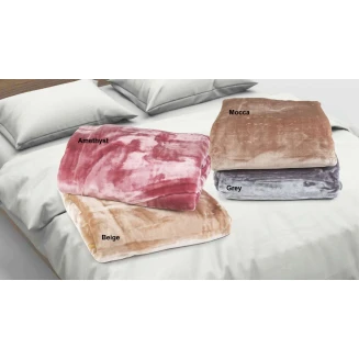 Κουβέρτα Υπέρδιπλη 220x240 Flamingo Μονόχρωμη Velvet Beige
