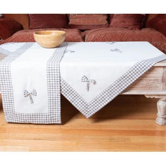 Τραπεζομάντηλο 140x180 Silk Fashion Bow Ivory-Γκρί