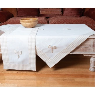 Τραπεζομάντηλο 140x180 Silk Fashion Bow Ivory-Καφέ
