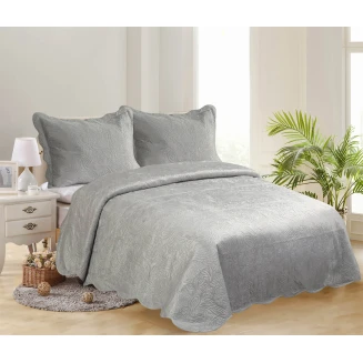 Σετ Κουβερλί Υπέρδιπλο 220x240 Silk Fashion Supersoft Λαχούρι 4 Light Grey