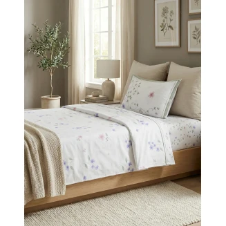 Σεντόνια Σετ Μονά 160x270 Sweet Sleep Limneos Φλορις Πράσινο 8100