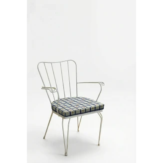 Μαξιλάρι Κάθισμα Φέρ-Φορζέ 44x45x5 Πέταλο Καρώ Μπλε Λουλουδάκι Κροκί