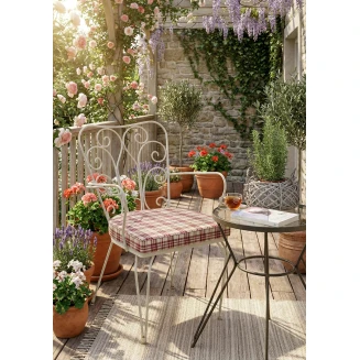 Μαξιλάρι Κάθισμα Φέρ-Φορζέ 44x45x5 Πέταλο Καρώ Κόκκινο