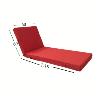 Μαξιλάρι Ξαπλώστρας Με Καραβόπανο Olefin Ανεξίτηλο Αδιάβροχο 60x188x6 Αφρολέξ 250 Politishome 52 Κόκκινο