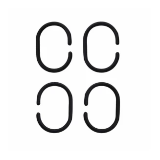 Κρίκοι Κουρτίνας Μπάνιου Estia Πλαστικοί Μαύροι 12 Τεμαχίων 02-10676