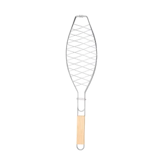 Σχαρα Ψησιματος Ψαριου Barbeque Μεταλλικη 33X14Cm Με Ξυλινη Λαβη Estia 01-14674