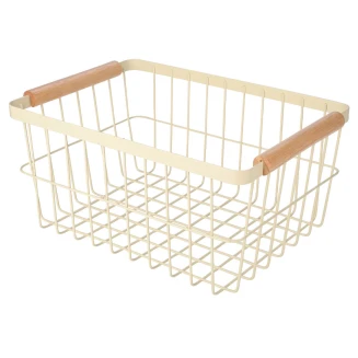 Καλάθι Οργάνωσης Acacia Μεταλλικό Με Ξύλινες Λαβές 33x22x15 Ivory Estia 01-24734