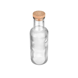 Μπουκάλι Γυάλινο 1000ml Estia Ανάγλυφο Με Φελλό Γκρί 00-21870