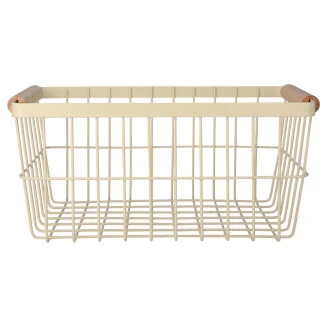 Καλάθι Οργάνωσης Acacia Μεταλλικό Με Ξύλινες Λαβές 33x22x15 Ivory Estia 01-24734