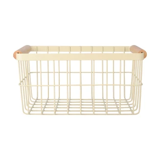 Καλάθι Οργάνωσης Acacia Μεταλλικό Με Ξύλινες Λαβές 28x20x14 Ivory Estia 01-24741