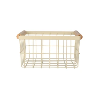 Καλάθι Οργάνωσης Acacia Μεταλλικό Με Ξύλινες Λαβές 24x18x13 Ivory Estia 01-24758