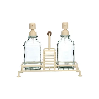 Δοχεία Υγρού Πιάτων 2x300ml Estia Με Μεταλλική Βάση & Θήκη Για Σφουγγάρι Ivory  Allure 01-26226
