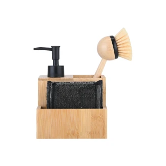 Δοχείο Υγρού Πιάτων Estia Με Σφουγγάρια Και Βούρτσα Bamboo Essentials 02-31947