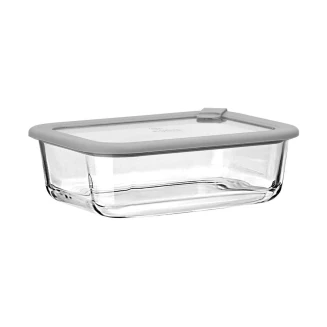 Φαγητοδοχείο Colorseal Γυάλινο 1050ml 21.6x16.5x7.4cm Estia Με Καπάκι Σιλικόνης Γκρί 01-26424