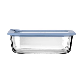 Φαγητοδοχείο Colorseal Γυάλινο 1050ml 21.6x16.5x7.4cm Estia Με Καπάκι Σιλικόνης Μπλέ 01-26530